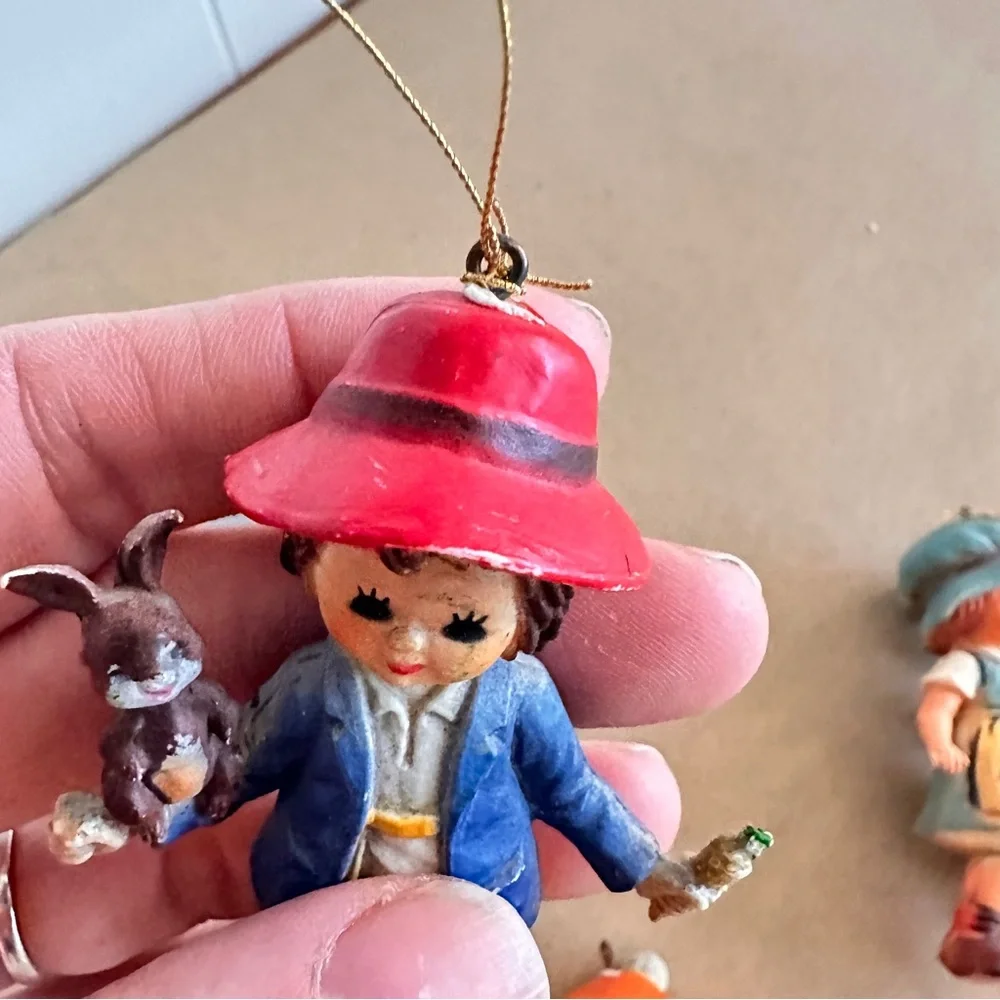 Vintage lot of 4 Bradford Christmas ornaments kids